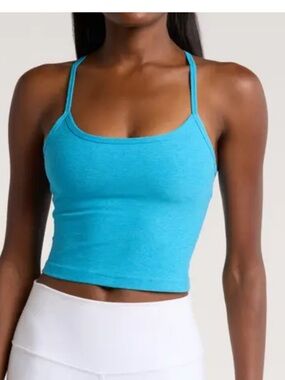 Beyond Yoga Aqua Blue Cropped Tank with Slim Straps